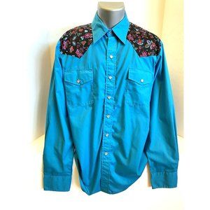 MALCO MODES   Western Pearl Snap Button SHIRT Cowboy Rockabilly 17 / 35 large